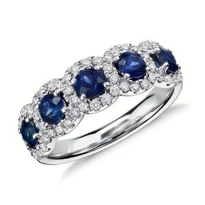 Eternity Ring 18k White Gold and Sapphire Gemstone Ring